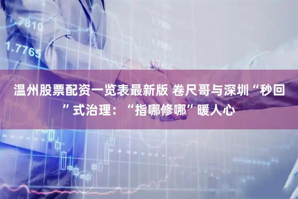 温州股票配资一览表最新版 卷尺哥与深圳“秒回”式治理：“指哪修哪”暖人心