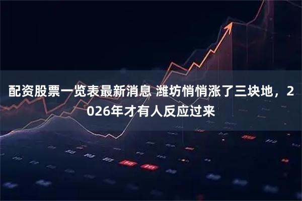 配资股票一览表最新消息 潍坊悄悄涨了三块地，2026年才有人反应过来